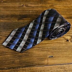 Roberto Villini Collezione Silk Tie Brown Blue Plaid‎ Classic Mens Neckwear NWT